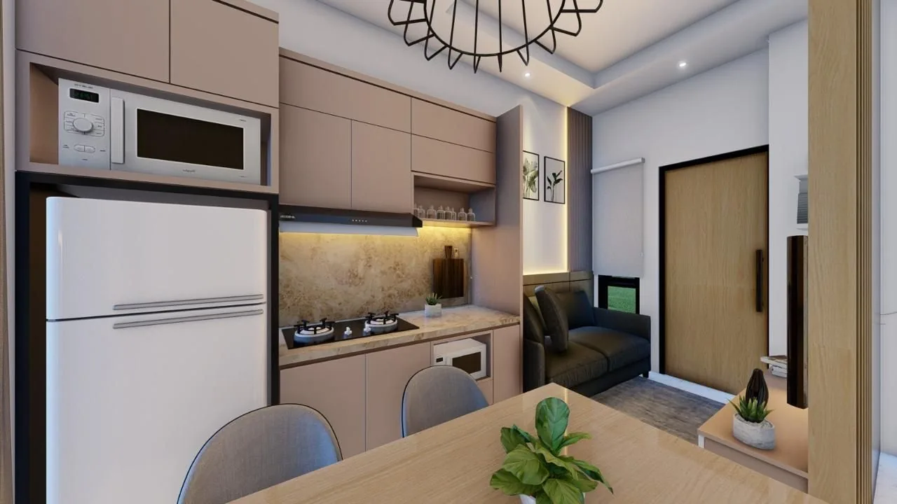 Dapur dan ruang makan rumah Bumi Citra Regency Serpong dengan kitchen set