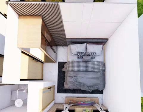 Kamar tidur utama rumah Bumi Citra Regency Serpong dilihat dari atas