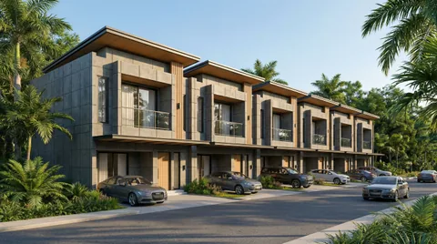 Kawasan Bumi Citra Regency Serpong dari pandangan sedikit meninggi di atas jalan