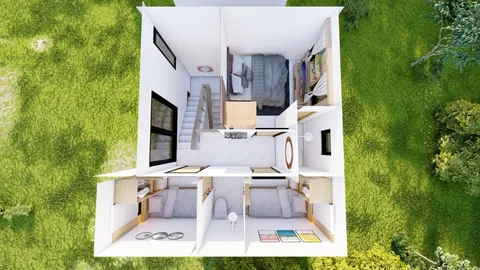 Potongan 3D lantai 2 rumah Bumi Citra Regency Serpong, LB 66 m2, memperlihatkan tata letak kamar