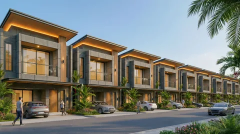 Rumah 2 lantai Bumi Citra Regency Serpong pada siang hari dengan langit cerah